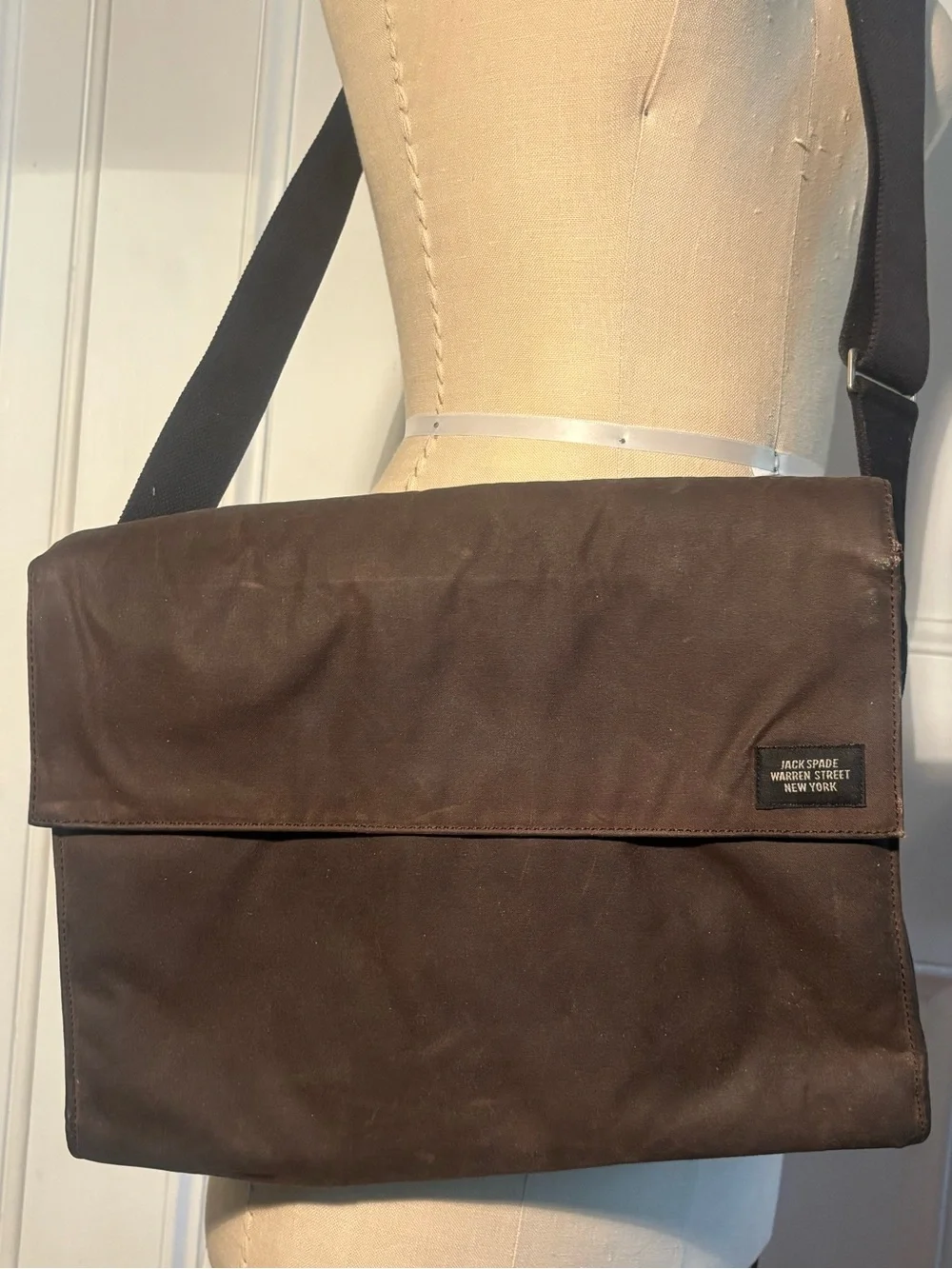 A Jack Spade Warren Street New York Brown Canvas Messenger Bag